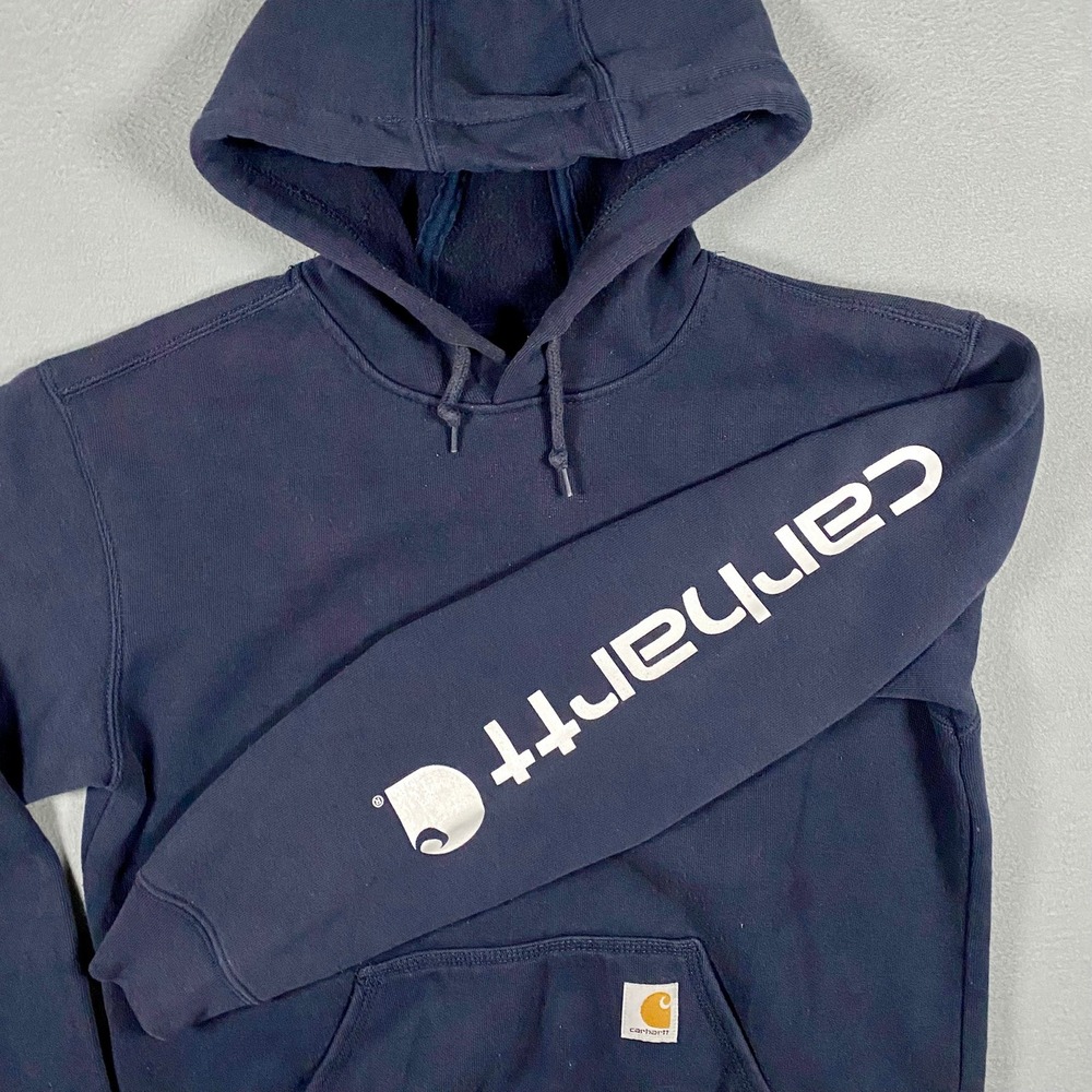 Carhartt Mens Sleeve Logo Hoodie Navy Blue Original Fit K288-472 Small Regular